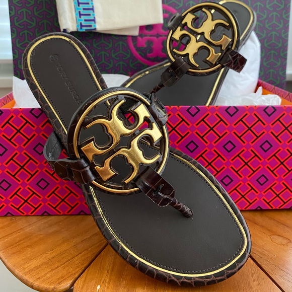 Tory Burch Miller Metal Logo Leather Sandal - Picture 2 of 9